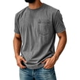 thumbnail image 2 of Qwertyu Men's Cotton T-Shirts Heavy Loose Fit Vintage Washed Tee Unisex Short Sleeve Casual Tee Tops with Pocket Gray 4XL, 2 of 5
