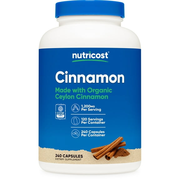Nutricost Cinnamon Capsules (240 capsules) 1200mg per serving - Gluten-Free