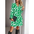 thumbnail image 5 of Minimalist Floral Print Surplice Tiered Dress Above Knee Length Green Small, 5 of 5