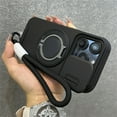 thumbnail image 4 of Armor Ring Stand Holder Slide Window Magnetic with Wrist Strap Phone Case for iPhone 16 15 Pro Max 13 12 11 14 Plus Bumper Cover Red For iPhone 15 Plus, 4 of 6