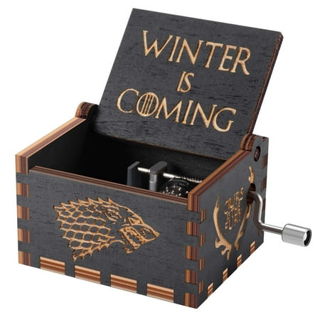 Huntmic Game of Thrones Wood Muisc Box,Hand Crank Antique Carved Wooden Musical Boxes Best Gift for Birthday (Best Wood For Carving)