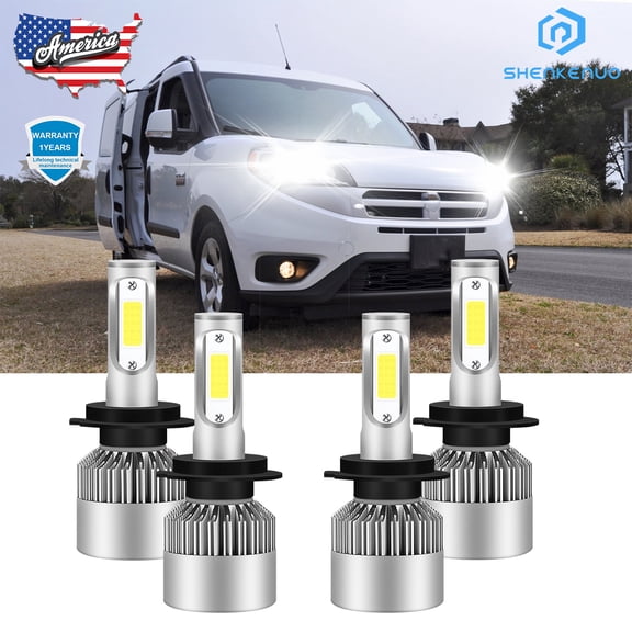 For Ram ProMaster 2014-2018 White LED H7 Headlight High   Low Beam Bulbs Kit 4PC