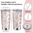 thumbnail image 2 of Holiday Birthday Valentine Gifts for Women, 20 oz Stainless Steel Tumbler with Lid and Straws, Funny Rainbow Lover Coffee Tumbler, Present Ideas for Mom, Wife, Girlfriend, Sister, Friend, Cute Rainbow, 2 of 7