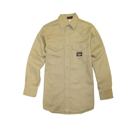Carhartt Heavyweight Work Shirt - Rasco FR Khaki Heavyweight Twill Work Shirts with Buttons