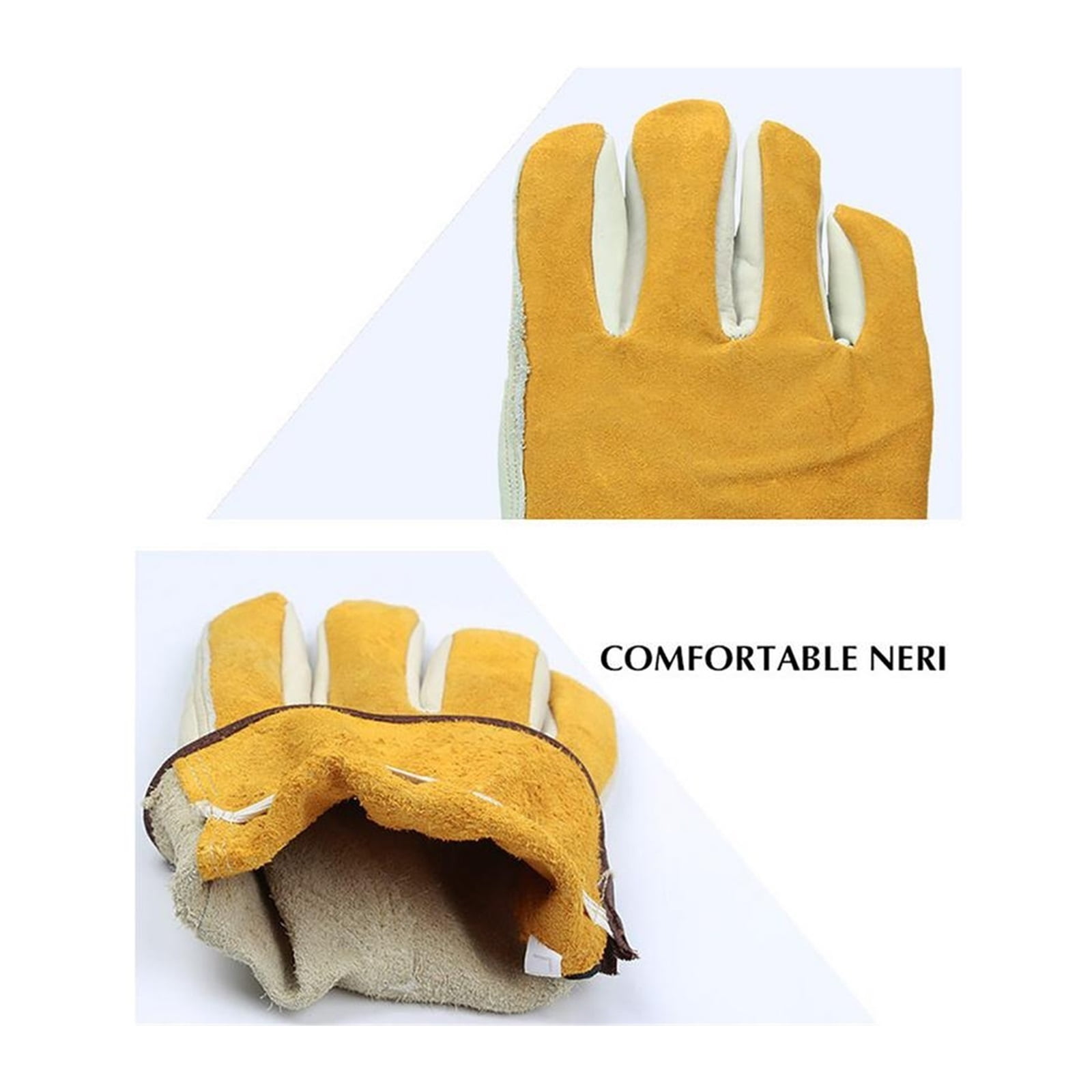 Work Gloves Cowhide Leather Men Working Welding Gloves Safety Protective Garden Sports Wear-resisting Gloves ,Flexible and Comfortable