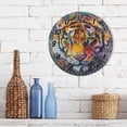 thumbnail image 3 of Dailycode Round Wall Clock Battery Operated Silent Non-Ticking Hanging Clock Gold Pointer 10" Abstract Art Oil Painting Tiger, 3 of 10