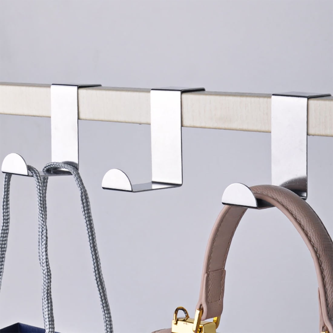 Sturdy Over the Door Hooks Reversible OverDoor Drawer Hanger 55mm x 26mm Sliver 15pcs