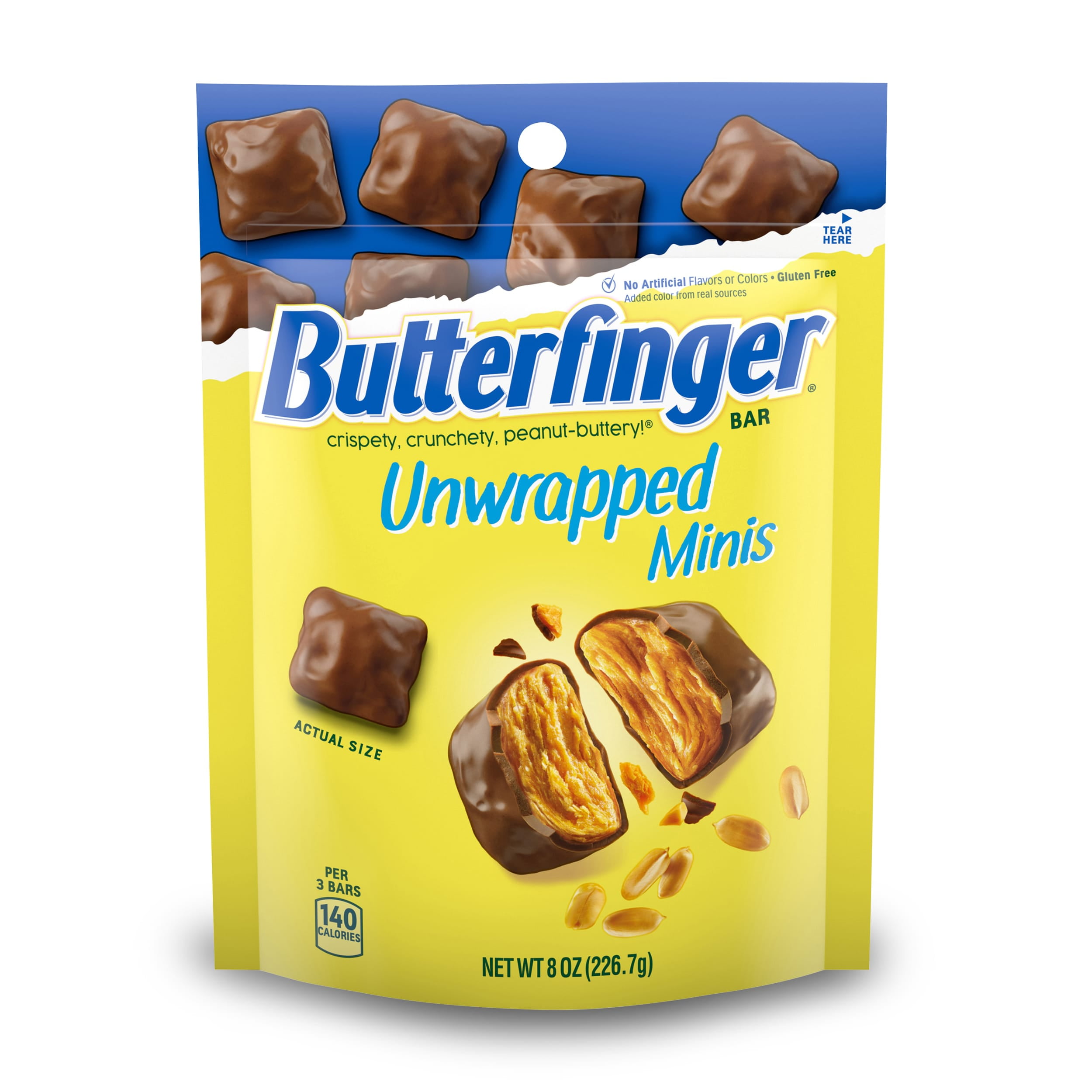 Butterfinger Chocolatey, Peanut-Buttery, Unwrapped Minis, Easter Basket Stuffers, Resealable Bag, 8 oz