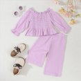 thumbnail image 2 of NOLDARES Toddler Baby Girl Clothes Cute Long Sleeve Sweatshirt Fall Winter Outfits Kids Pullover Pants 2Pcs Set(Light Purple,4-5 Y), 2 of 6