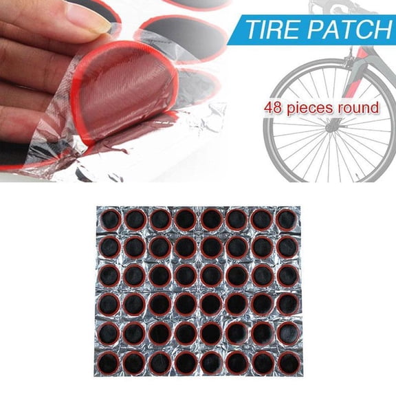 Rubber Bike Tire Repair Patches 48Pcs Portable Emergency Bicycle Inner Tube Puncture Fix Kit No Glue