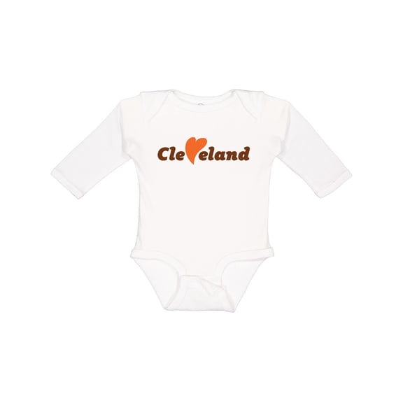 Inktastic Cleveland Heart Solid Orange Boys or Girls Long Sleeve Baby Bodysuit