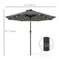 thumbnail image 3 of Outsunny 8.8 ft Patio Umbrella with 24 Solar LED Lights, Tilt, Dark Grey, 3 of 10