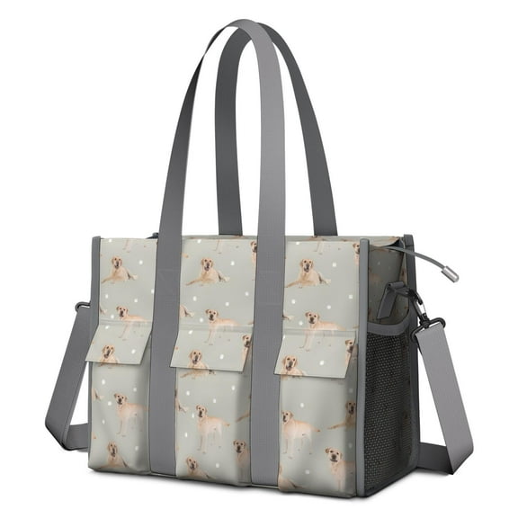 Teacher Tote Bag,Labrador Dog Teacher Utility Tote Bag,Large Work Tote Bags for Women with Multiple Pockets,Top Zipper Closure,13.8x10.6x6.7 Inch