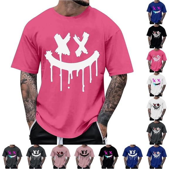 JAJAHO Men's Graphic T-Shirt Summer Funny Print Casual Streetwear Short Sleeve Crew Neck Loose Fit Tees Shirt Soft Tops