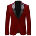 thumbnail image 2 of Cloudstyle Mens 2-Piece Suit Peaked Lapel One Button Tuxedo Slim Fit Dinner Outfit Sets, 2 of 5