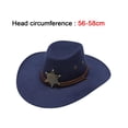 thumbnail image 4 of Sombrero de vaquero para hombre, sombrero de vaquera con correa para la barbilla, sombrero de ala ancha de moda para exteriores Azul marino, 4 of 9