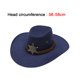 thumbnail image 4 of Sombrero de vaquero para hombre, sombrero de vaquera con correa para la barbilla, sombrero de ala ancha de moda para exteriores Azul marino, 4 of 9