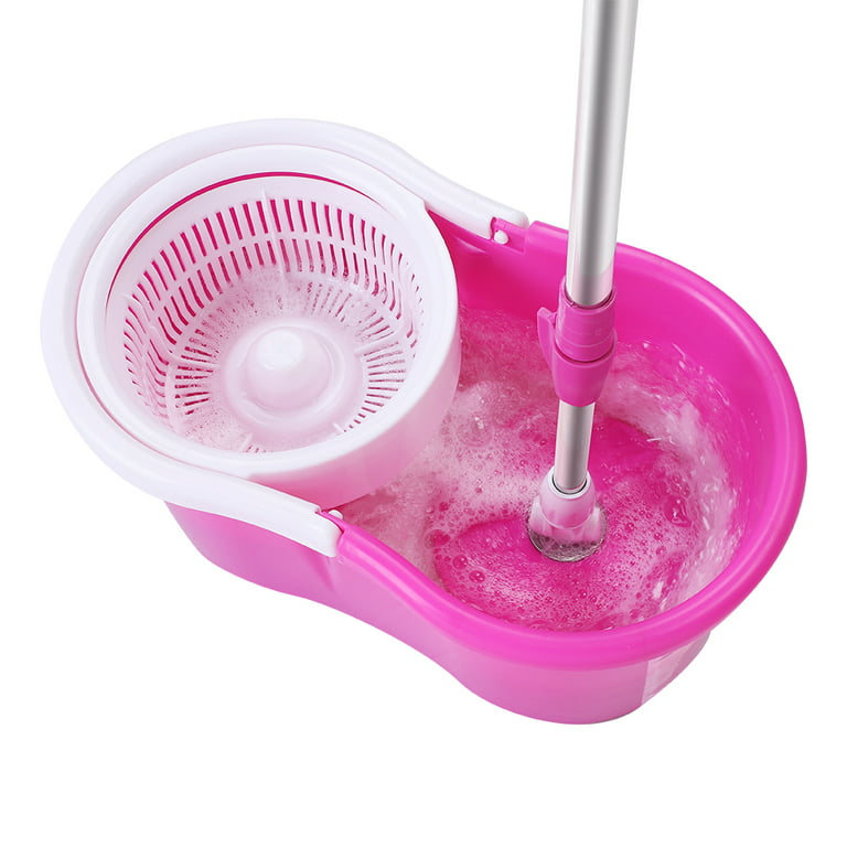  Fevilady Spin Mop and Bucket Set Microfiber Mop - 360 Magic  Spinning Mop and Bucket for Hardwood, Laminate, Tile Floor Cleaning (Color  : Pink, Size : 6 MOP Heads) : Health & Household