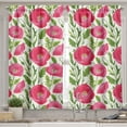 thumbnail image 2 of Ambesonne Poppy Flower Valance & Curtain, Leaves Petals Romance, 55"x36", Green Pink Cream, 2 of 6