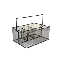 Maypes Utensil Caddy - Silverware Caddy for Parties, Spoon Holder, Buffet Organizer for Condiments, Napkin, Forks, Knives - Stainless Steel Flatware Caddy for Home, (Black)