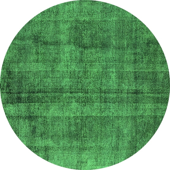 Ahgly Company Indoor Round Oriental Green Industrial Area Rugs, 7' Round