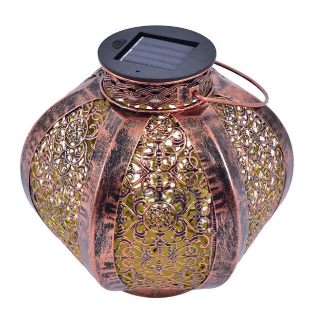 Big Hanging Solar Lights Outdoor Retro Hanging Solar Lantern with Handle and Table Lantern Bronze