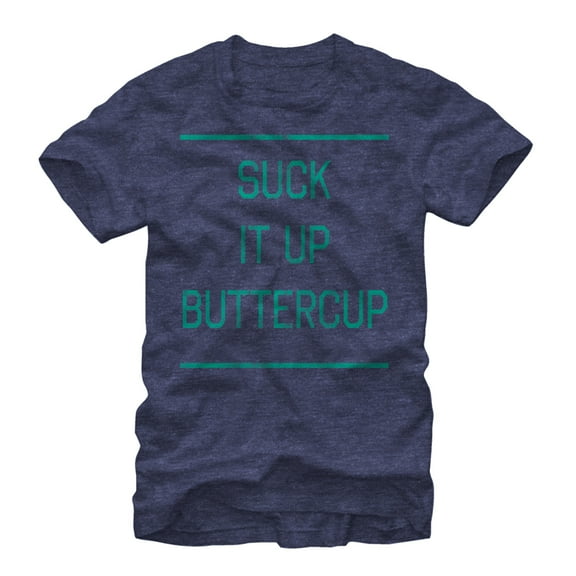 Women's CHIN UP Classic Suck it up Buttercup Boyfriend Graphic Tee Navy Blue Heather 2X Large