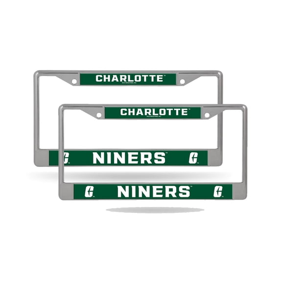 UNC Charlotte NCAA 49ers Chrome Metal Set of 2 License Plate Frames