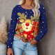 thumbnail image 1 of New Christmas Moose Print Ladies T-shirt Cotton Kawaii Cartoon Style Sweater Autumn O Neck Oversized Long Sleeve Female Pullover, 1 of 4