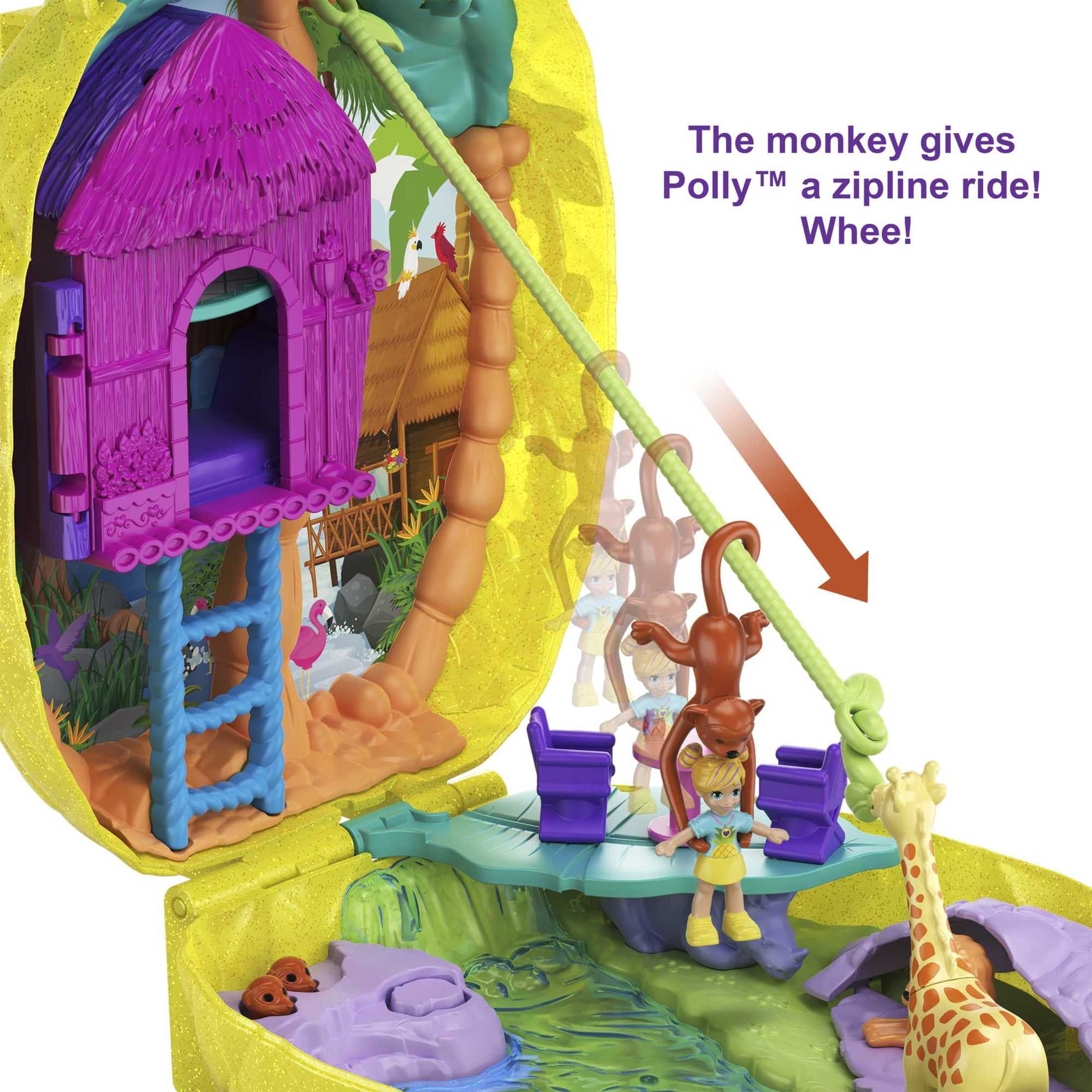 Polly Pocket 2-in-1 Pineapple Purse Playset with Micro Polly and Lila Dolls and Accessories