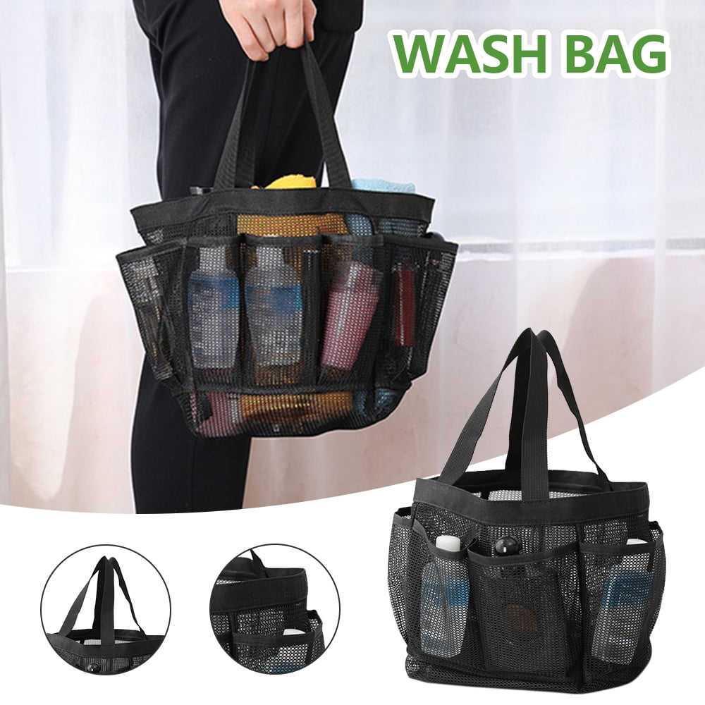 Mesh Shower Caddie Bag Toiletry Organizer Carry Tote Bag for Camping Blue 