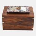 thumbnail image 3 of Rosewood Brass Inlaid Wooden Cremation Urns for Human Ashes Adult - Handcrafted Photo Funeral Memorial Ashes Urn - Large Columbarium (Horn Bone Frame-2, 250 Cubic Inches), 3 of 4