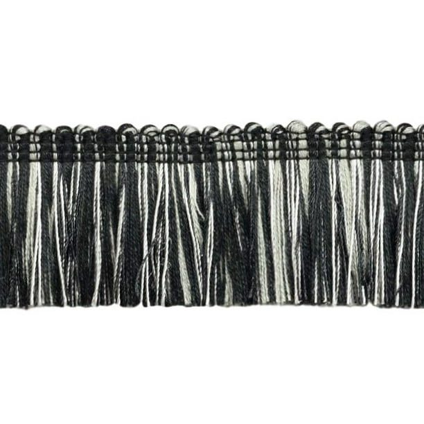 Brush Fringe Trim / 1 3/4 inch (45mm) / Style 0175HB / Color SGB (Black Silver Grey) / Sold