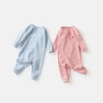 thumbnail image 3 of Generic Girl Boys Spring Autumn Baby Solid Color Long Sleeve Offset Bodysuit Crawling Suit for Fashion Casual Breathable Clothing (18-24 Months,Light Blue), 3 of 3