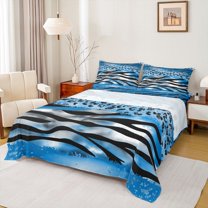 Castle Fairy Zebra Cheetah Print Twin Sheet Sets for Kids Teens,Abstract Gradient Bedding