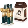 thumbnail image 1 of Ensemble de Couverts, Ensemble de 24 Pcs en Acier Inoxydable avec Support, 1 of 5