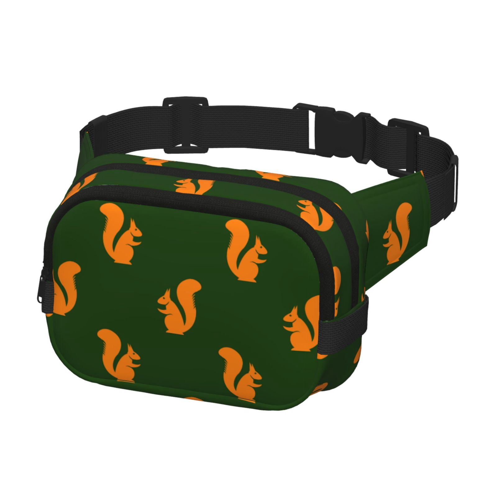 Picia Bold Squirrel Silhouettes Print Square Double-Layer Waist Bag Mini Adjustable Waist Belt Bag Exercise Running Travel Hiking