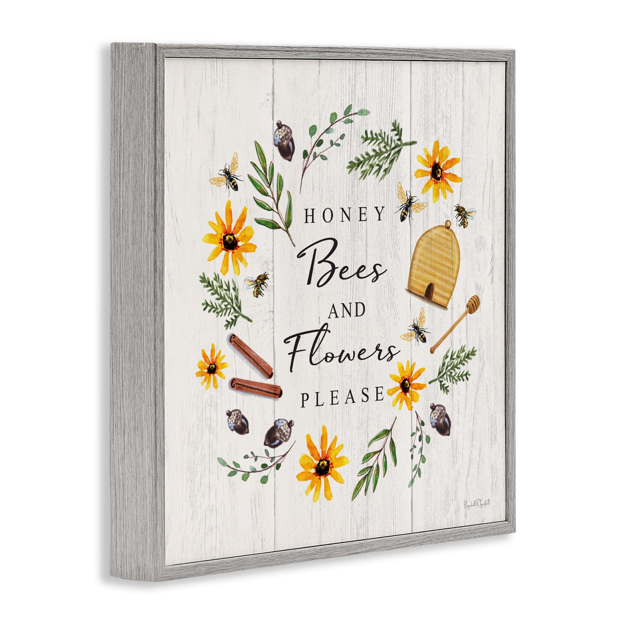 Stupell Industries Country Cottage Wreath & Quote Gray Framed Giclee Art, design by Elizabeth Tyndall