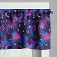 thumbnail image 4 of Mystical Valance & Tier Curtain 3 pcs Set, Trippy Magic Whimsical Starry Night with Moon Sun and Planets Print, Window Treatments for Kitchen Room Decor, 55" x 36", Dark Night Blue Fuchsia, 4 of 6
