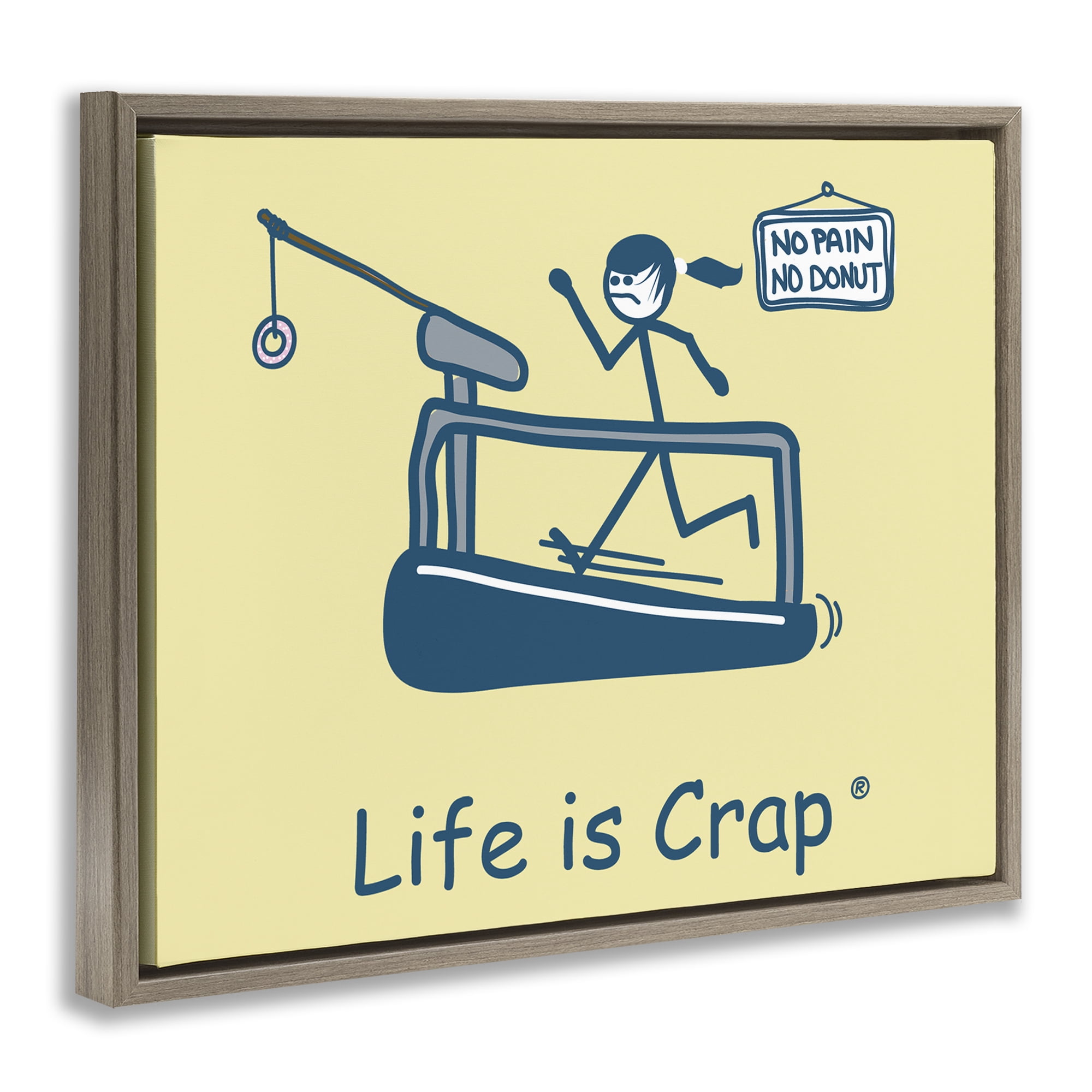 Stupell Industries No Pain or Donut Novelty & Humor Painting Brown Floater Framed Canvas Art Print Wall Art, 31 x 25