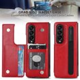 thumbnail image 2 of TECH CIRCLE Wallet Case for Samsung Galaxy Z Fold 4 Phone 2022, Premium Leather Case with Card/S Pen Holder Magnetic Button Kickstand Function Cover, Red, 2 of 9