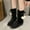 Black, variant on Womens Boots Pumps Low Heel Rubber Slip-On Mid Calf Boots For Women Red 43(US:9.5)