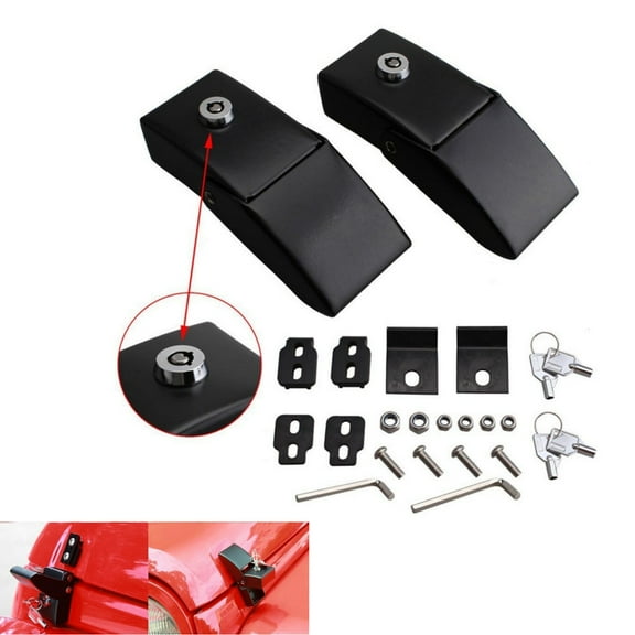 Locking Hood Catch Latch Buckle Pins Lock For 2007-17 Jeep Wrangler JK JKU