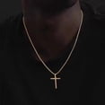 thumbnail image 2 of Hiphop Iced Out Cubic Zircon Tennis Cross Pendant Box Chain Mens Christian Jewelry 14K Yellow Gold Jesus Crucifix Necklace Gift, 2 of 6