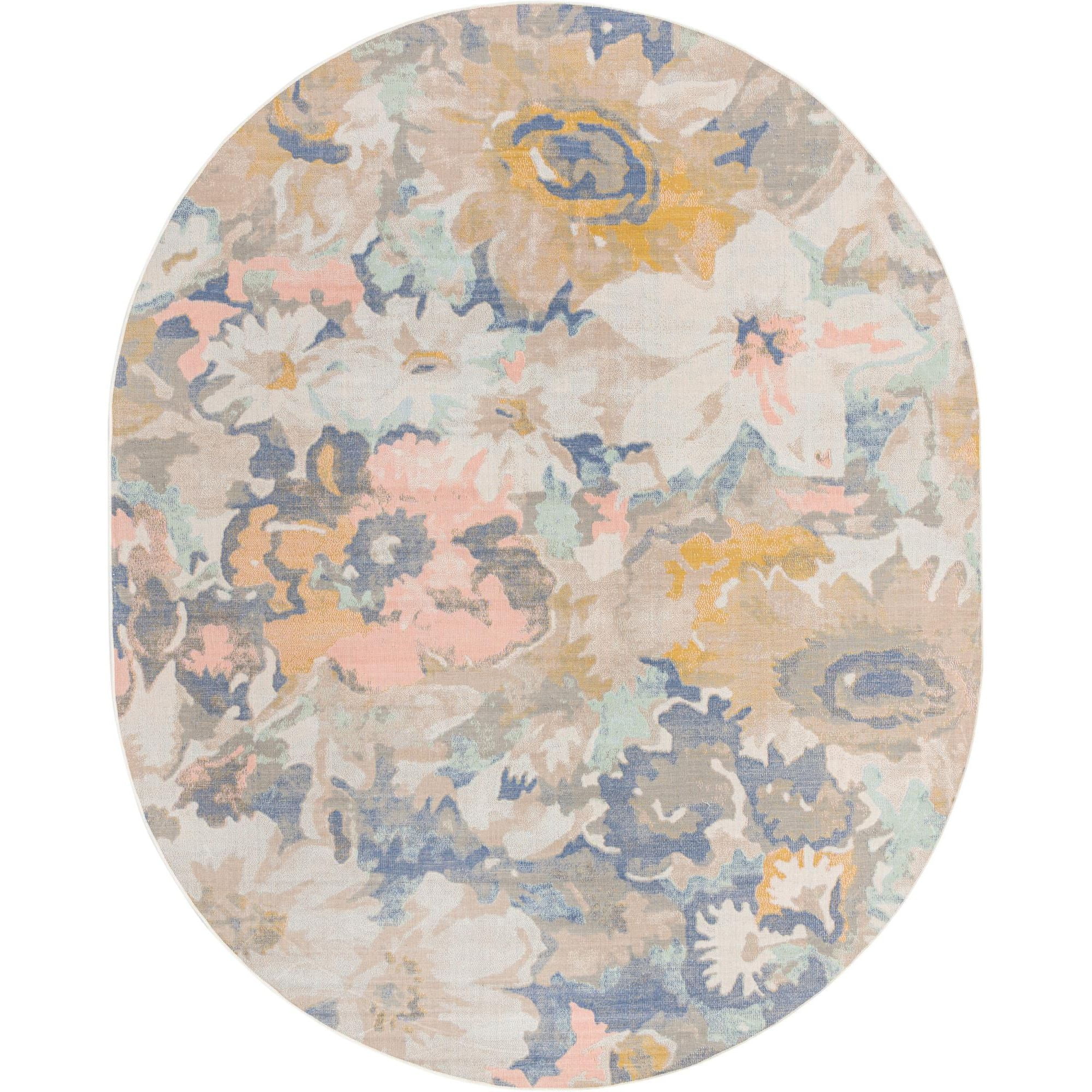 Unique Loom Nymphaea Lotus Rug Multi/Black 8' x 10' Oval Floral ...