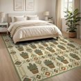 thumbnail image 3 of ODIKA 8'x10' Washable Area Rug Circle Southwestern Door Bands Potted Succulents Doormat Print for Dining Room, Large Office, Lounge, Non-Slip Chair-Friendly Mat, 3 of 7