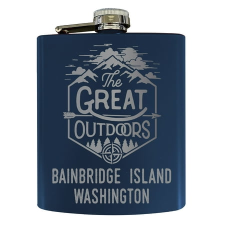 

Bainbridge Island Washington Laser Engraved Explore the Outdoors Souvenir 7 oz Stainless Steel 7 oz Flask Navy