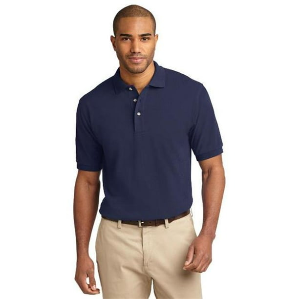 Navy pique polo top