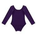 thumbnail image 6 of JanJean Kids Girls Long Sleeve Gymnastic Leotard Ballet Dance Unitard Athletic One Piece Bodysuit Purple 10, 6 of 7