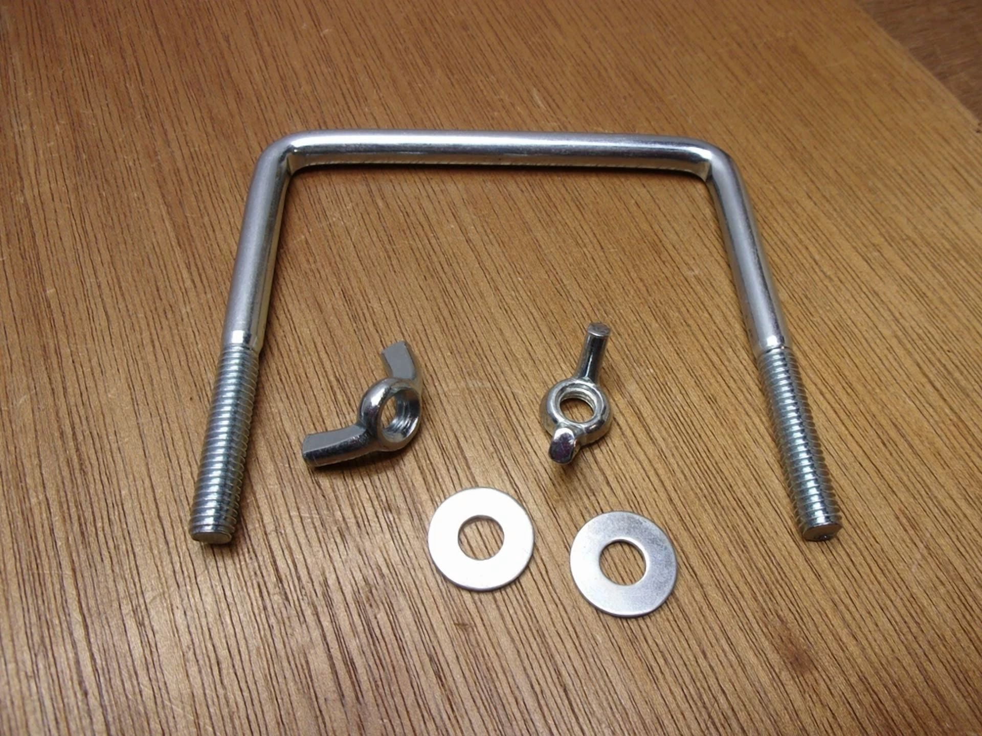 CIRCLE- (Qty.2) 5/16-18 X 3-3/4" X 3-1/2" Zinc Steel Square U-Bolt Wing Nuts Washers